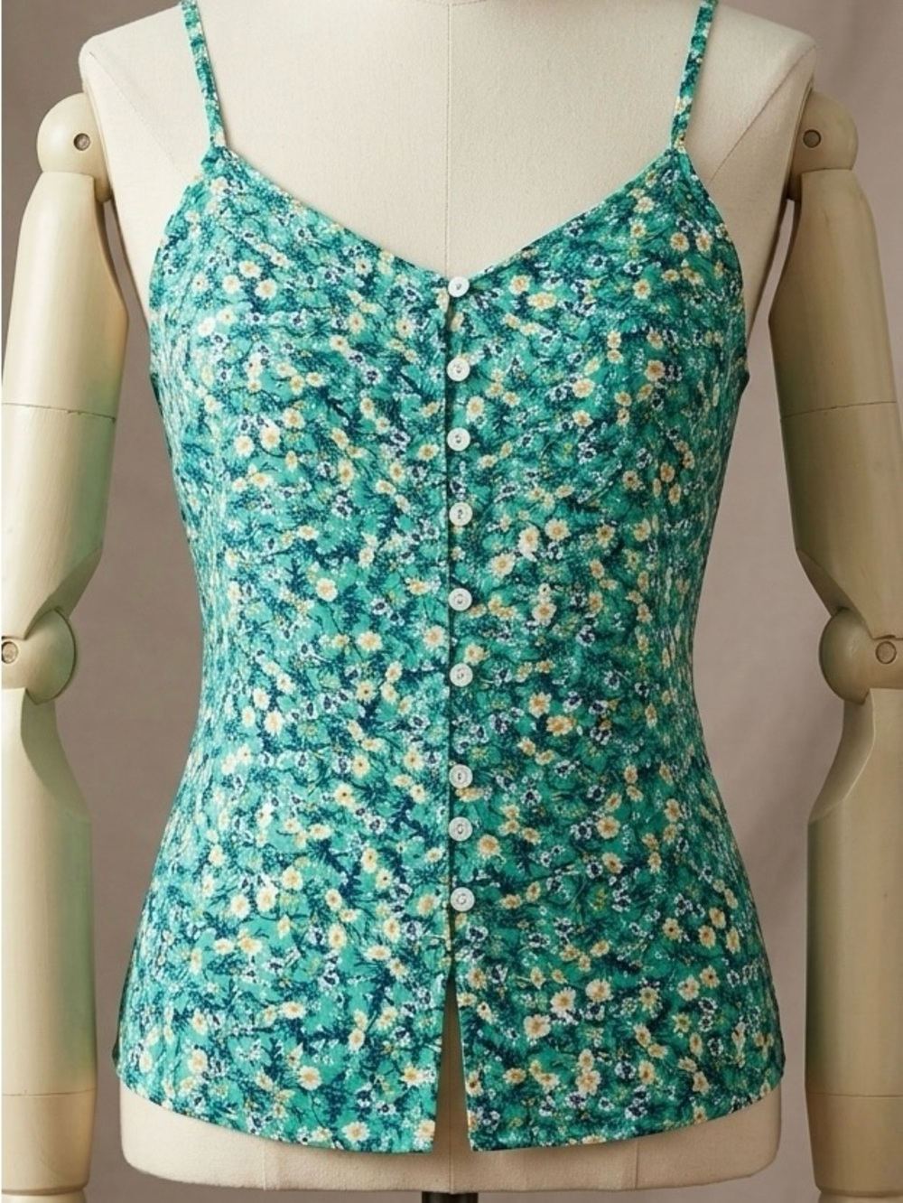 Old Navy Green Floral Camisole Tank Top